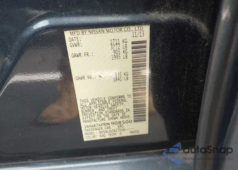 2013 Nissan Sentra Sv z USA, uszkodzony, nr VIN 1N4AB7AP9DN908500